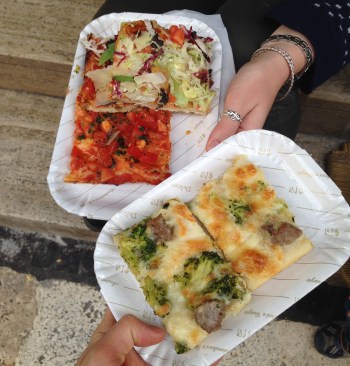 Pizza in Rome on route to see the pop
